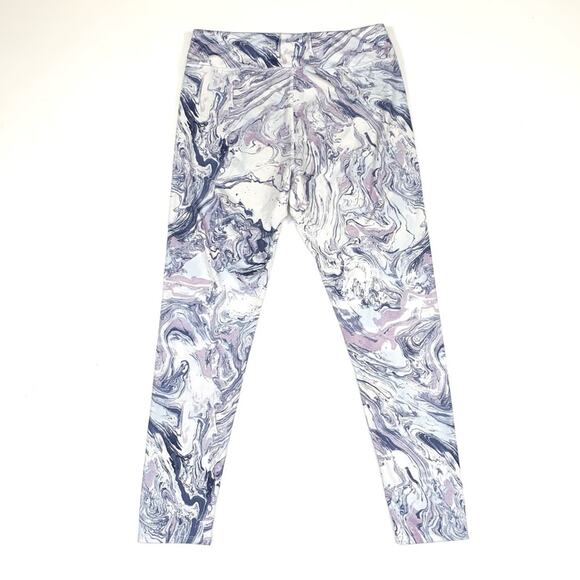 White Marbled Stretch High Waist Leggings - Picture 4 of 8